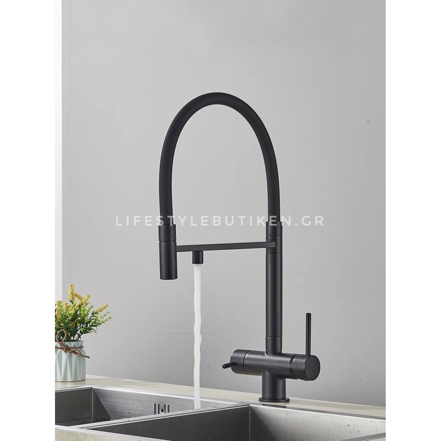Τρίοδη Ψηλή Μπαταρία Κουζίνας NARON NR-1299B BLACK MAT