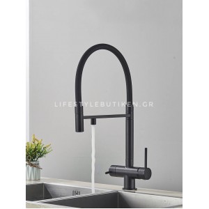 Τρίοδη Ψηλή Μπαταρία Κουζίνας NARON NR-1299B BLACK MAT