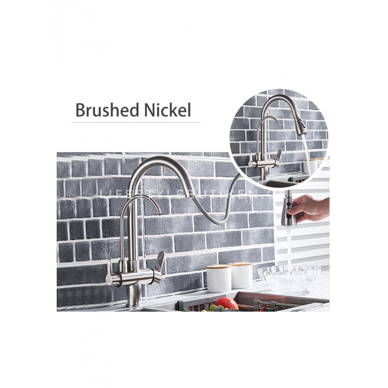 Τρίοδη Μπαταρία Κουζίνας για σύνδεση με φίλτρο κάτω πάγκου STOCCO ST932MN MAT NICKEL