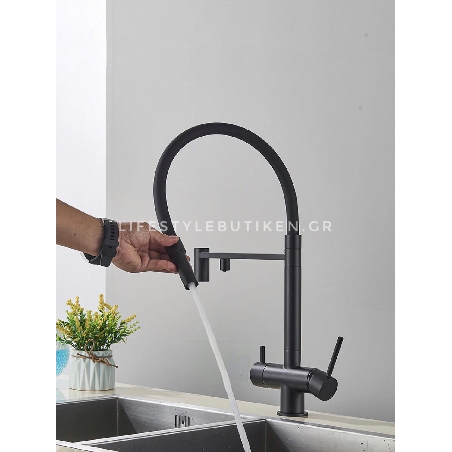 Τρίοδη Ψηλή Μπαταρία Κουζίνας NARON NR-1299B BLACK MAT