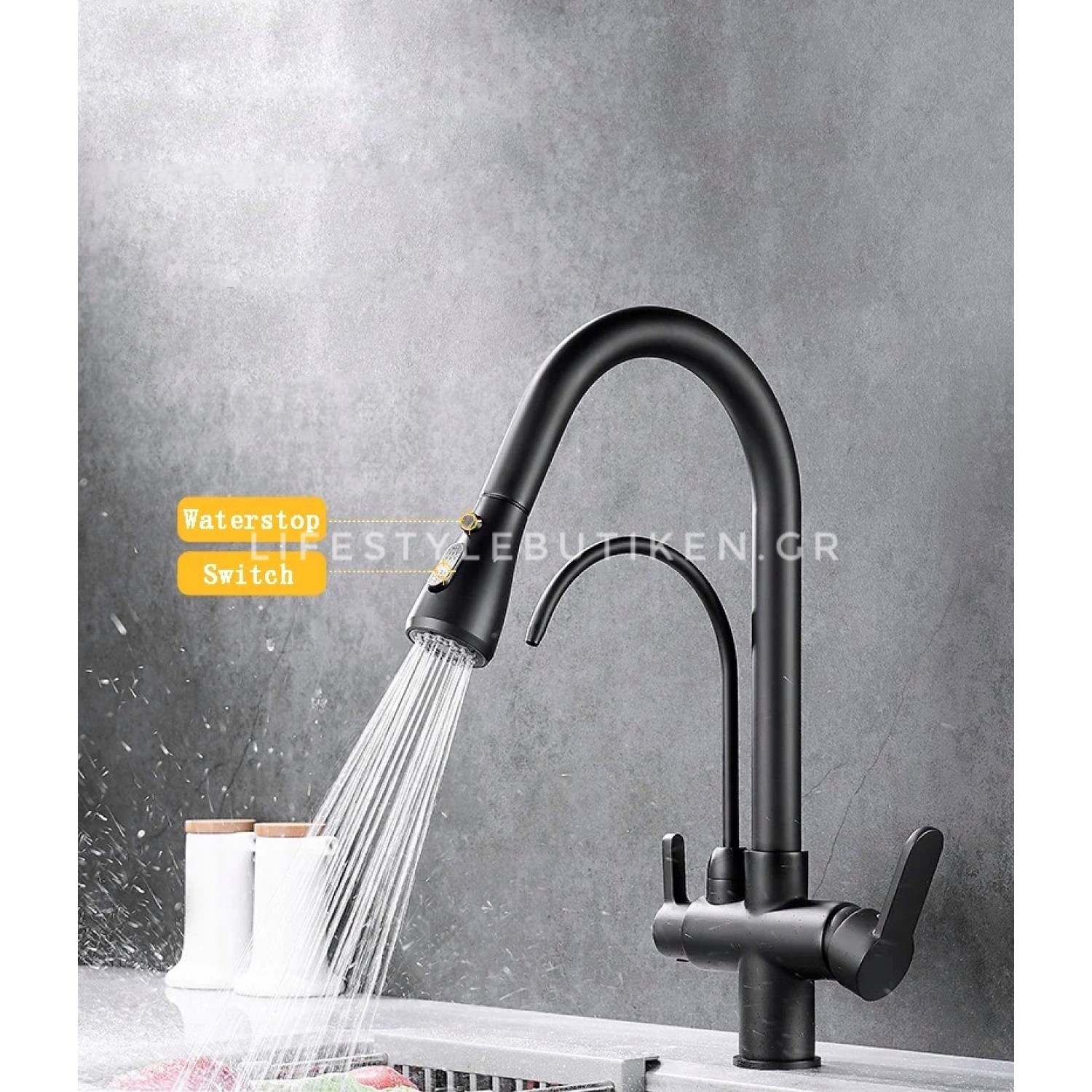 Τρίοδη Μπαταρία κουζίνας Φίλτρου STOCCO ST931B BLACK MAT