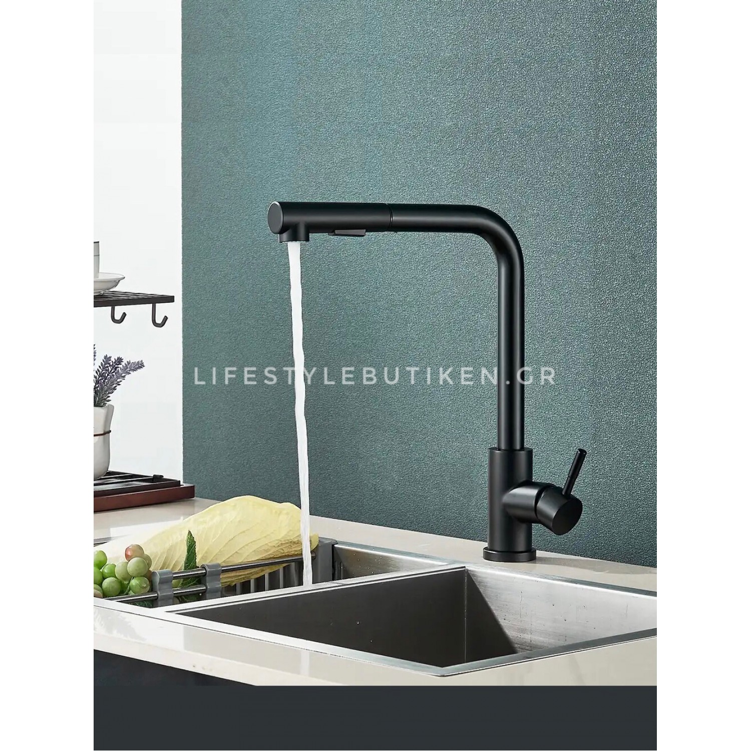 STOCCO Μπαταρία Κουζίνας Με Προεκτεινόμενο Ντουζ STOCCO ST7065 Black Mat