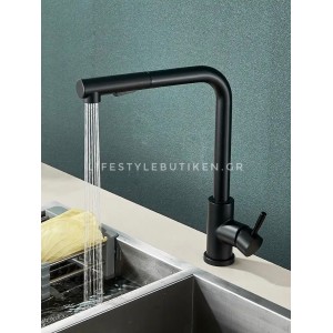 STOCCO Μπαταρία Κουζίνας Με Προεκτεινόμενο Ντουζ STOCCO ST7065 Black Mat