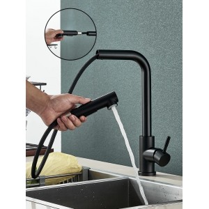 STOCCO Μπαταρία Κουζίνας Με Προεκτεινόμενο Ντουζ STOCCO ST7065 Black Mat