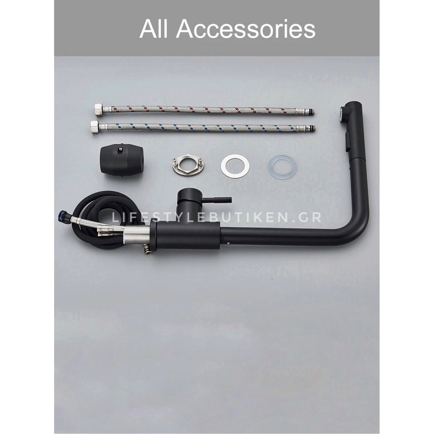 STOCCO Μπαταρία Κουζίνας Με Προεκτεινόμενο Ντουζ STOCCO ST7065 Black Mat