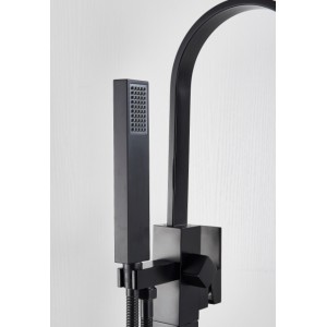 Luxury Matte Black Bathtub Faucet Πολυτελής ματ μαύρη βρύση μπανιέρας Ανεξάρτητη βρύση μπανιέρας μπάνιου ανάμεικτη ζεστό κρύο Βρύση ντουζιέρας μπανιέρας τοποθετημένη στο δάπεδο MY3076 BLACK MAT