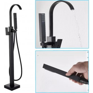 Luxury Matte Black Bathtub Faucet Πολυτελής ματ μαύρη βρύση μπανιέρας Ανεξάρτητη βρύση μπανιέρας μπάνιου ανάμεικτη ζεστό κρύο Βρύση ντουζιέρας μπανιέρας τοποθετημένη στο δάπεδο MY3076 BLACK MAT