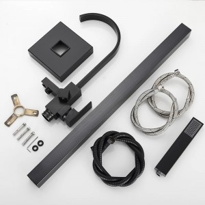 Luxury Matte Black Bathtub Faucet Πολυτελής ματ μαύρη βρύση μπανιέρας Ανεξάρτητη βρύση μπανιέρας μπάνιου ανάμεικτη ζεστό κρύο Βρύση ντουζιέρας μπανιέρας τοποθετημένη στο δάπεδο MY3076 BLACK MAT