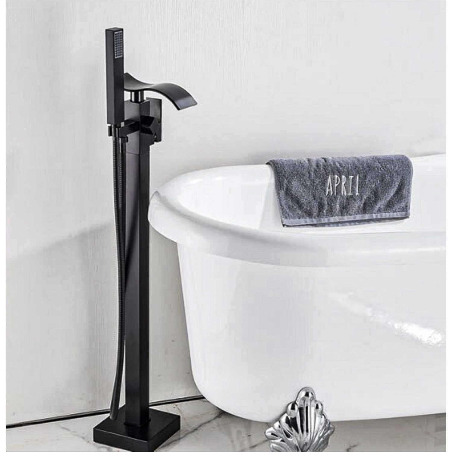 Luxury Matte Black Bathtub Faucet επιδαπέδια μπαταρία λουτρού MY3077 BLACK MAT