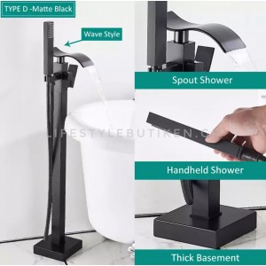 Luxury Matte Black Bathtub Faucet επιδαπέδια μπαταρία λουτρού MY3077 BLACK MAT