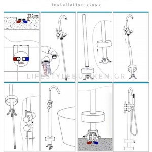 Luxury Matte Black Bathtub Faucet επιδαπέδια μπαταρία λουτρού MY3077 BLACK MAT