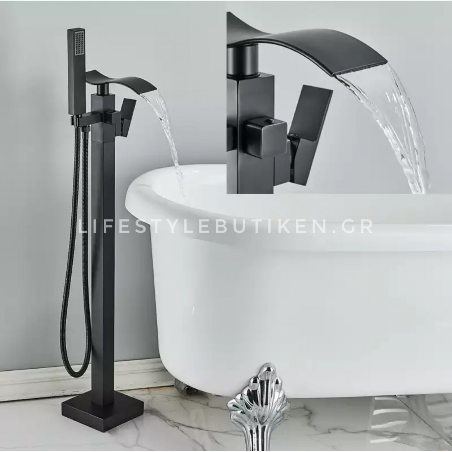 Luxury Matte Black Bathtub Faucet επιδαπέδια μπαταρία λουτρού MY3077 BLACK MAT
