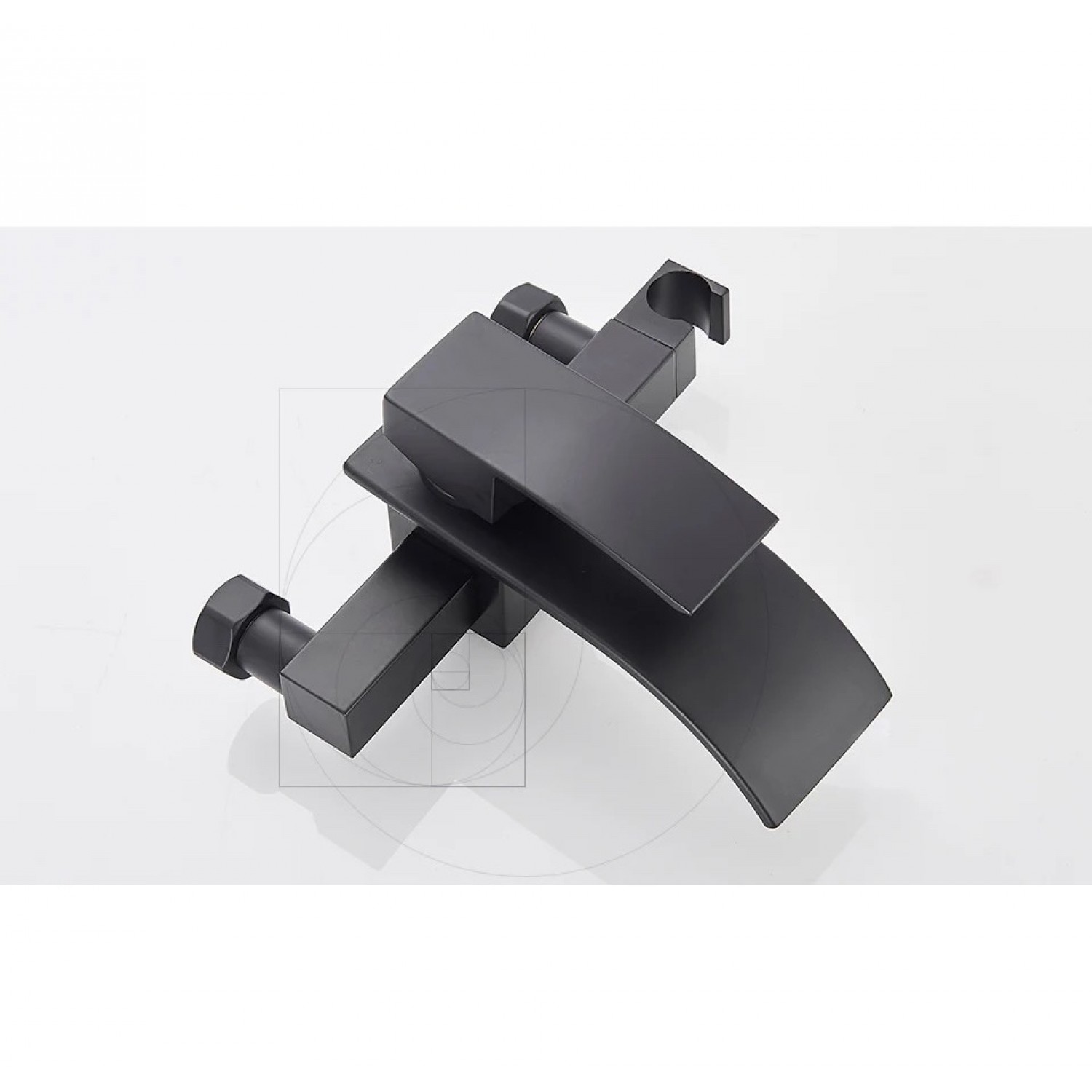 NARON Σετ αναμεικτική μπαταρία μπάνιου καταρράκτης με ντουζ και βάση στήριξης NR3018 Black Mat