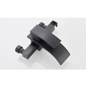 NARON Σετ αναμεικτική μπαταρία μπάνιου καταρράκτης με ντουζ και βάση στήριξης NR3018 Black Mat