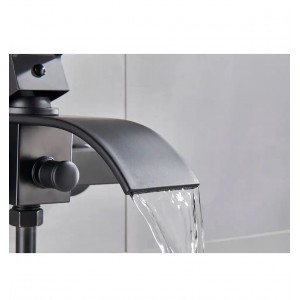 NARON Σετ αναμεικτική μπαταρία μπάνιου καταρράκτης με ντουζ και βάση στήριξης NR3018 Black Mat