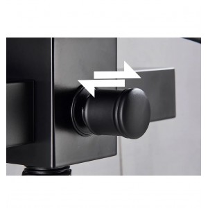 NARON Σετ αναμεικτική μπαταρία μπάνιου καταρράκτης με ντουζ και βάση στήριξης NR3018 Black Mat