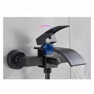 NARON Σετ αναμεικτική μπαταρία μπάνιου καταρράκτης με ντουζ και βάση στήριξης NR3018 Black Mat