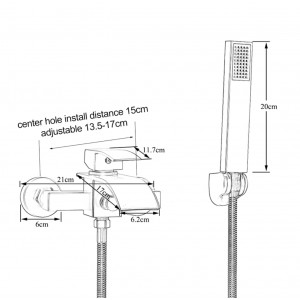 NARON Σετ αναμεικτική μπαταρία μπάνιου καταρράκτης με ντουζ και βάση στήριξης BR3019 Polished Gold