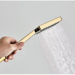 NARON Σετ αναμεικτική μπαταρία μπάνιου καταρράκτης με ντουζ και βάση στήριξης BR3019 Polished Gold