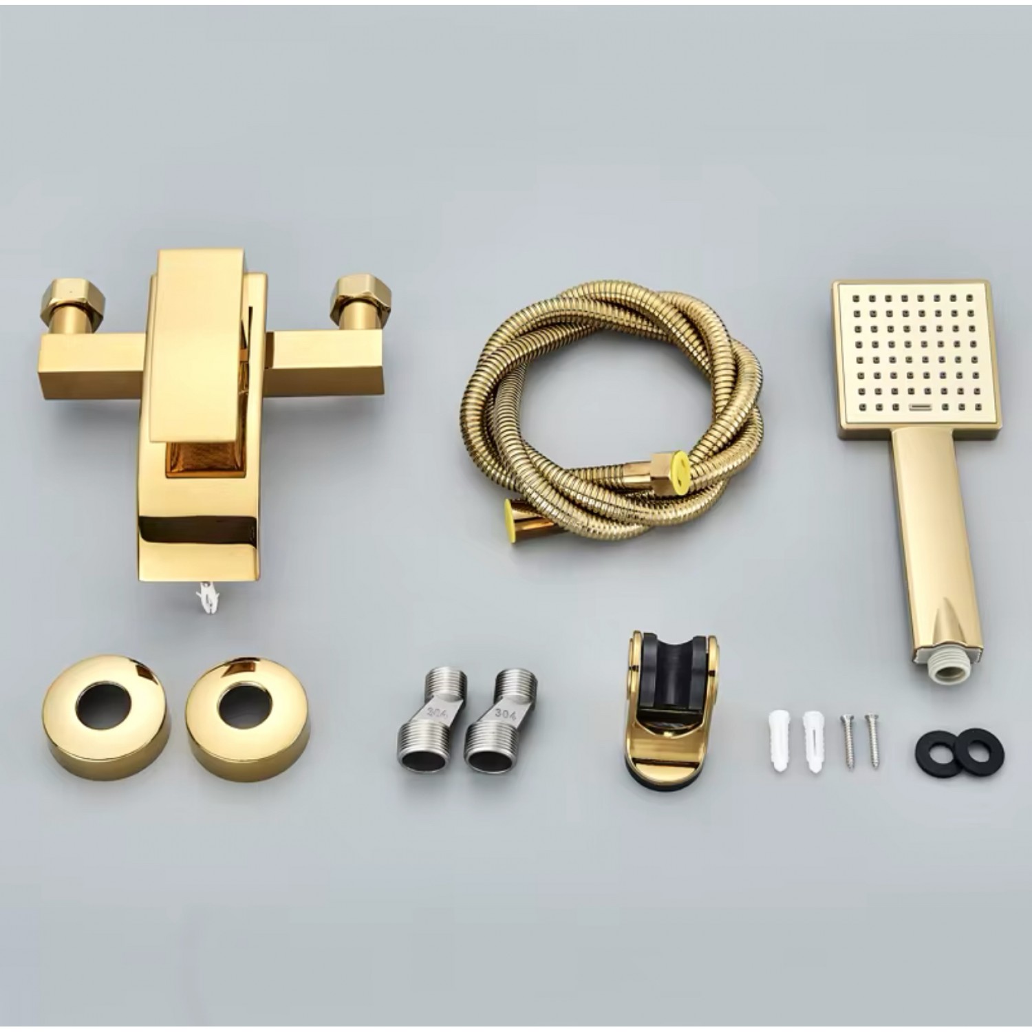 NARON Σετ αναμεικτική μπαταρία μπάνιου καταρράκτης με ντουζ και βάση στήριξης BR3019 Polished Gold