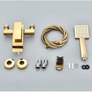 NARON Σετ αναμεικτική μπαταρία μπάνιου καταρράκτης με ντουζ και βάση στήριξης BR3019 Polished Gold