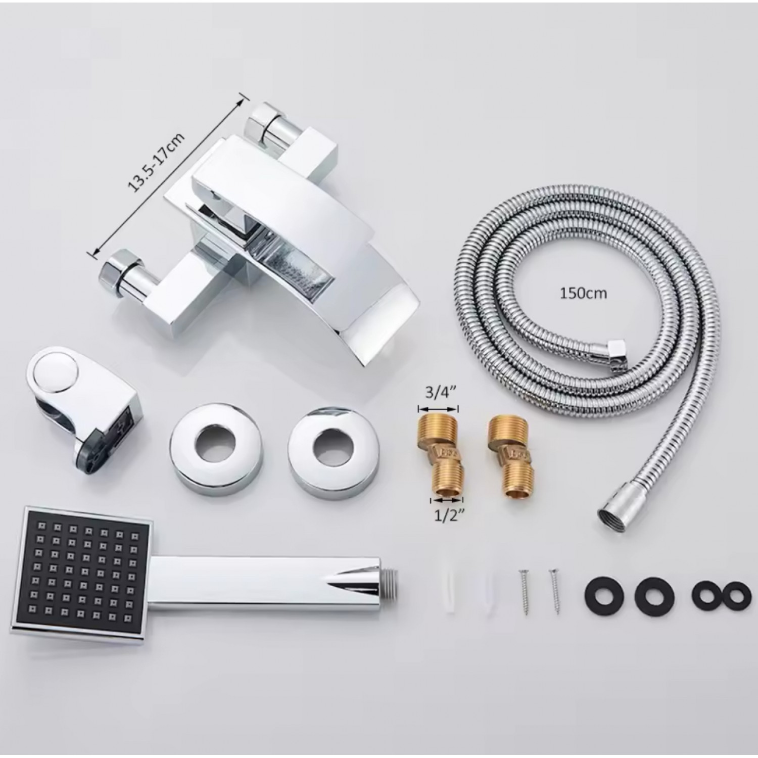 NARON Σετ αναμεικτική μπαταρία μπάνιου καταρράκτης με ντουζ και βάση στήριξης BR3019 Chrome