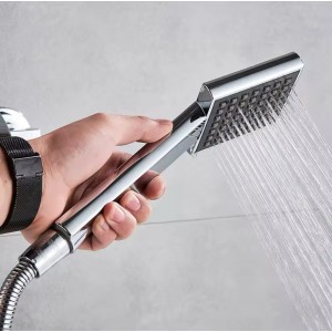 NARON Σετ αναμεικτική μπαταρία μπάνιου καταρράκτης με ντουζ και βάση στήριξης BR3019 Chrome