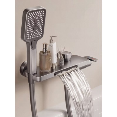 NARON Σετ Aναμεικτική Mπαταρία Mπάνιου Kαταρράκτης με ντουζ NR3020 Gun Metal