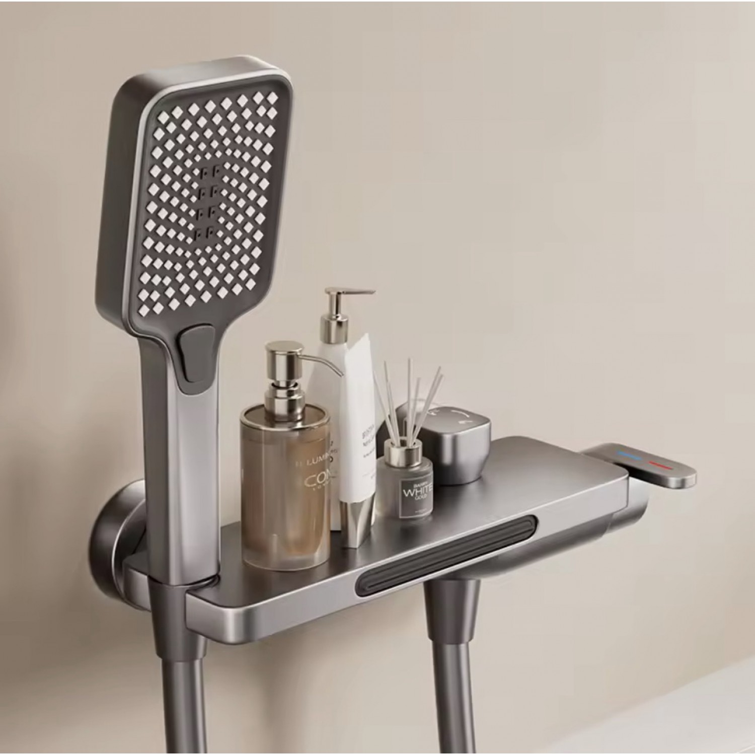 NARON Σετ Aναμεικτική Mπαταρία Mπάνιου Kαταρράκτης με ντουζ NR3020 Gun Metal