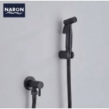 Naron Επιτοίχιο Σετ Μπιντέ με Ντουζάκι shut-off NR605B BLACK MAT 1
