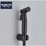 Naron Επιτοίχιο Σετ Μπιντέ με Ντουζάκι shut-off NR605B BLACK MAT 4