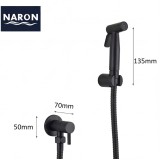 Naron Επιτοίχιο Σετ Μπιντέ με Ντουζάκι shut-off NR605B BLACK MAT 6