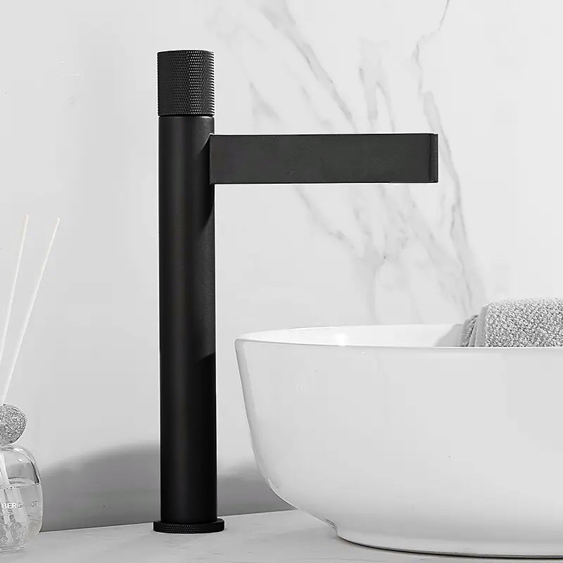 Ψηλή Μπαταρία Πάγκου Νιπτήρα Stocco FZ5502BL Black Mat Σπίτι-Κήπος