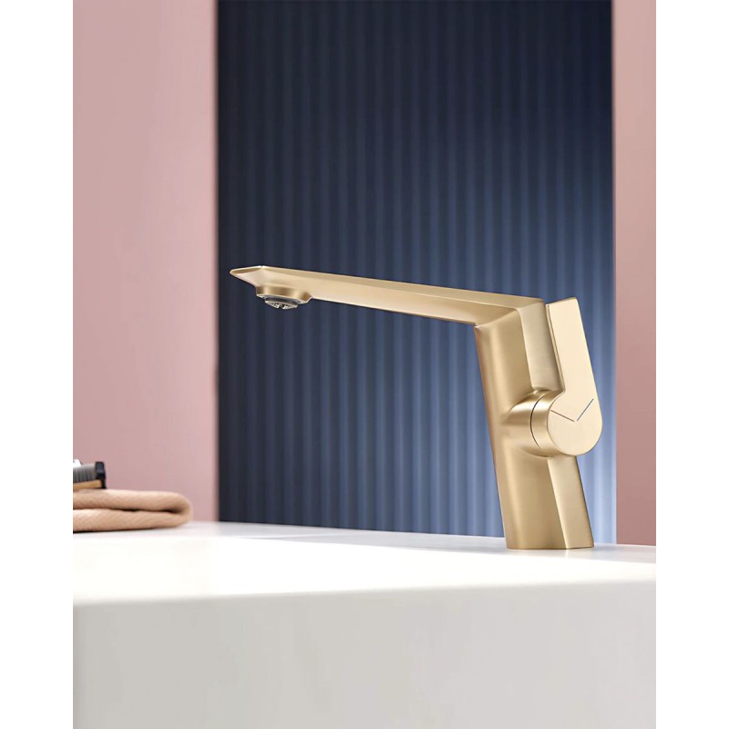 Naron Μπαταρία Νιπτήρα Αναμεικτική NR81642 Brushed Gold Σπίτι-Κήπος