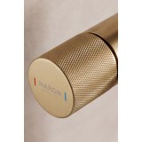 NARON Ψηλή Αναμεικτική Μπαταρία Νιπτήρα FZ5502 Brushed Gold (Ματ Χρυσό) με Knurled Λαβή 5