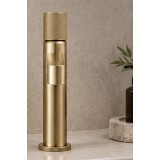 NARON Αναμεικτική Μπαταρία Νιπτήρα Χαμηλή FZ5501Brushed Gold (Ματ Χρυσό) με Knurled Λαβή 7