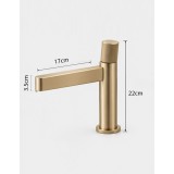 NARON Αναμεικτική Μπαταρία Νιπτήρα Χαμηλή FZ5501Brushed Gold (Ματ Χρυσό) με Knurled Λαβή 8