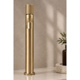 NARON Ψηλή Αναμεικτική Μπαταρία Νιπτήρα FZ5502 Brushed Gold (Ματ Χρυσό) με Knurled Λαβή 3