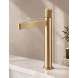 NARON Ψηλή Αναμεικτική Μπαταρία Νιπτήρα FZ5502 Brushed Gold (Ματ Χρυσό) με Knurled Λαβή 8