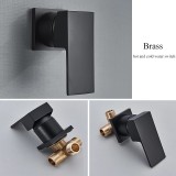 Luxury Επιτοίχια 68cm Βρύση Νιπτήρα Καταρράκτη με στόμιο μονής λαβής ανάμεικτη ζεστό κρύο RZ5073 ΜΑΥΡΟ 3