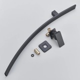 Luxury Επιτοίχια 68cm Βρύση Νιπτήρα Καταρράκτη με στόμιο μονής λαβής ανάμεικτη ζεστό κρύο RZ5073 ΜΑΥΡΟ 4