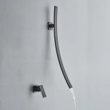 Luxury Επιτοίχια 68cm Βρύση Νιπτήρα Καταρράκτη με στόμιο μονής λαβής ανάμεικτη ζεστό κρύο RZ5073 ΜΑΥΡΟ 2