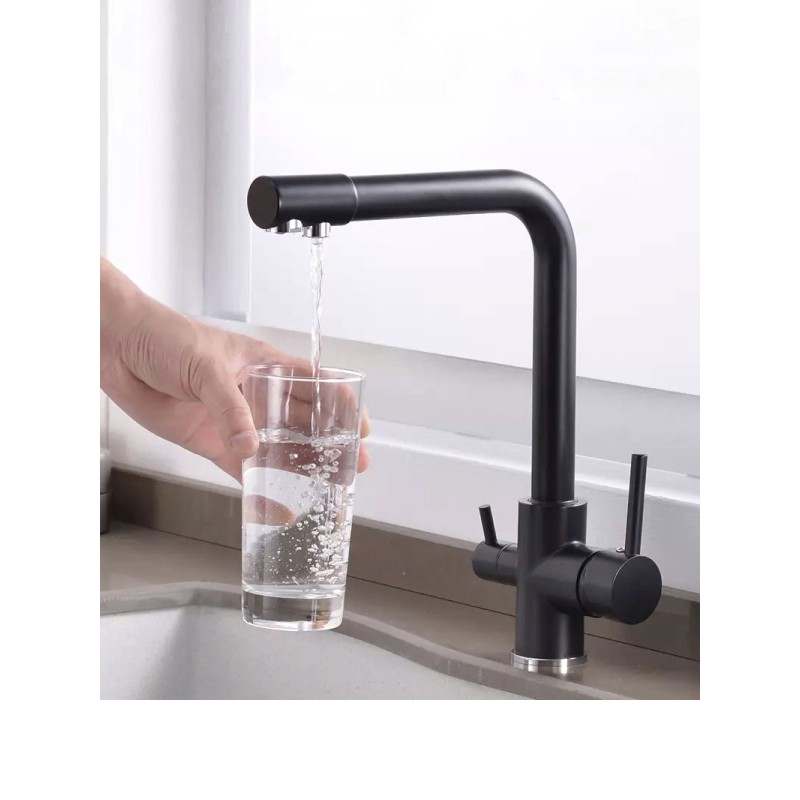 Τρίοδη Μπαταρία Κουζίνας Φίλτρου STOCCO ST2299B BLACK MAT Σπίτι-Κήπος