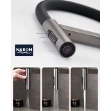NARON Ψηλή Μπαταρία κουζίνας με αποσπώμενο ντους NR1311 GUN METAL 10