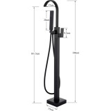 Luxury Matte Black Bathtub Faucet Πολυτελής ματ μαύρη βρύση μπανιέρας Ανεξάρτητη βρύση μπανιέρας μπάνιου ανάμεικτη ζεστό κρύο Βρύση ντουζιέρας μπανιέρας τοποθετημένη στο δάπεδο MY3076 BLACK MAT 6