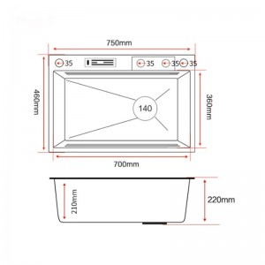 NARON Μοντέρνο υψηλής ποιότητας χειροποίητο σετ νεροχύτη κουζίνας από ανοξείδωτο ατσάλι 304 μονό με ψηφιακή οθόνη καταρράκτη σετ νεροχύτη με βρύση κουζίνας NR-6521 GUN METAL
