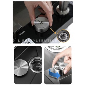 NARON Μοντέρνο υψηλής ποιότητας χειροποίητο σετ νεροχύτη κουζίνας από ανοξείδωτο ατσάλι 304 μονό με ψηφιακή οθόνη καταρράκτη σετ νεροχύτη με βρύση κουζίνας NR-6521 GUN METAL