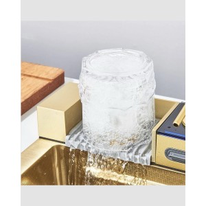 NARON Πολυλειτουργικό χειροποίητο σετ νεροχύτη κουζίνας από ανοξείδωτο ατσάλι 304 μονό με ψηφιακή οθόνη καταρράκτη σετ νεροχύτη με βρύση κουζίνας NR-5521BG BRUSHED GOLD