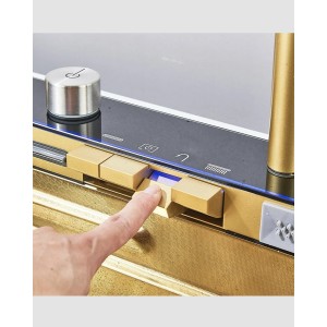 NARON Πολυλειτουργικό χειροποίητο σετ νεροχύτη κουζίνας από ανοξείδωτο ατσάλι 304 μονό με ψηφιακή οθόνη καταρράκτη σετ νεροχύτη με βρύση κουζίνας NR-5521BG BRUSHED GOLD