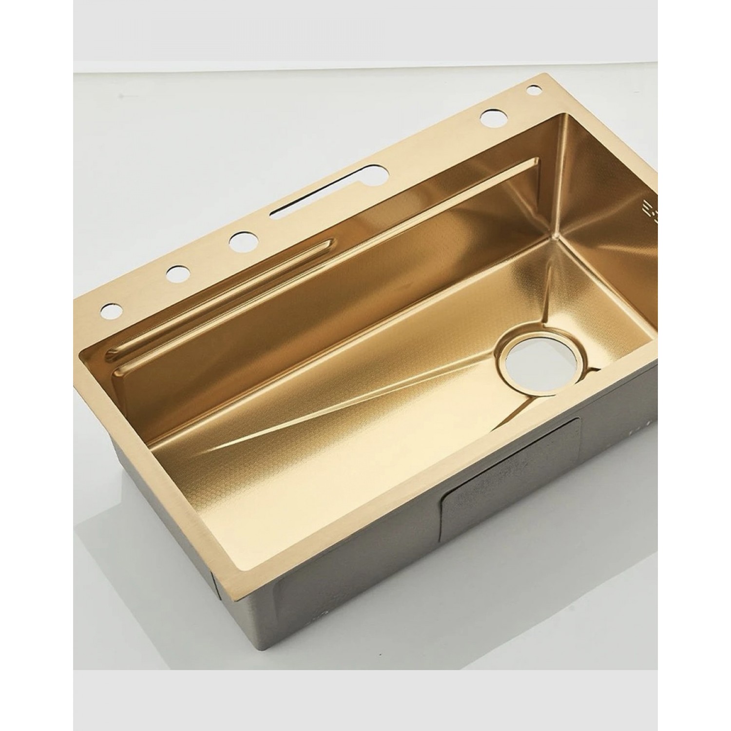 NARON Πολυλειτουργικό χειροποίητο σετ νεροχύτη κουζίνας από ανοξείδωτο ατσάλι 304 μονό με ψηφιακή οθόνη καταρράκτη σετ νεροχύτη με βρύση κουζίνας NR-5521BG BRUSHED GOLD